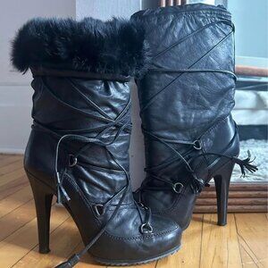 Bottes hiver en cuir d'agneau, fourrure véritable - Barbara Bui